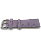 Ostrich Grain Watch Strap Light Purple Calf Leather with Chrome Buckle