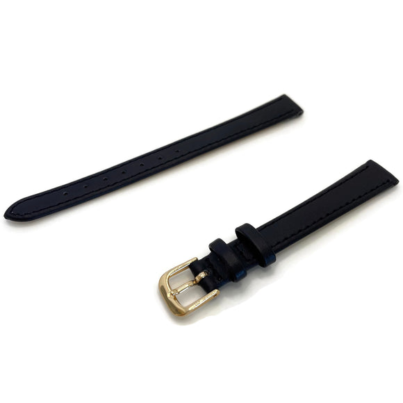 Leather Watch Strap Extra Long Black Stitched Economy Collection
