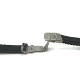 Rubber Watch Strap Black Link Pattern with 3 Fold Clasp 20mm