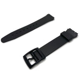 Swatch Style Resin Watch Strap Black 12mm and 17mm with Black Plastic Buckle