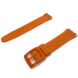 Swatch Style Resin Watch Strap Orange with Orange Plastic Buckle 17mm