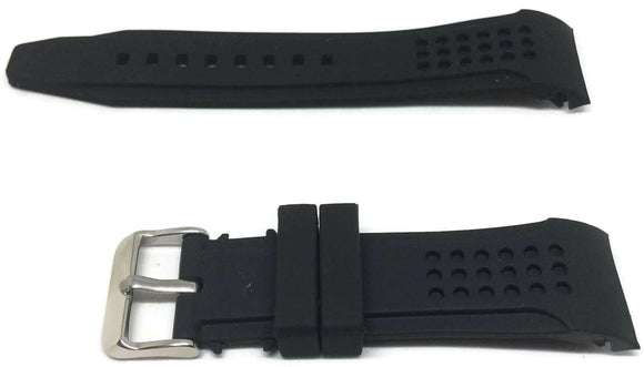 Rubber Watch Strap with Dimple Texture Curved End 22mm to 24mm