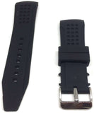 Black Rubber Watch Strap with Dimple Texture Curved End 22mm to 24mm