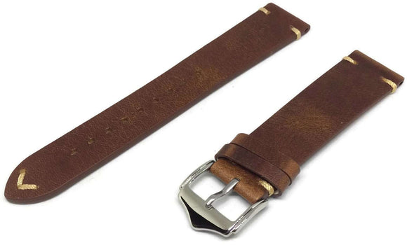 Calf Leather Watch Strap Light Brown Distressed Leather Vintage Style Size 20mm and 22mm