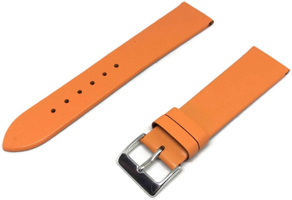 Orange Calf Leather Watch Strap with Chrome Buckle Sizes 12mm to 30mm