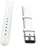 Calf Leather Watch Strap White Leather Round Ended Chrome Buckle Buckle Size 12mm to 18mm