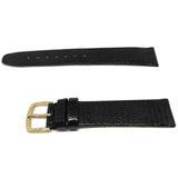 Authentic Lizard Watch Strap Black with Gold Plated Buckle Size 8mm to 20mm