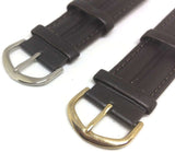 Synthetic Leather Watch Dark Brown Ribbed with Gold and Chrome Buckle Sizes 12mm to 22mm