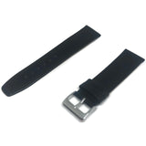 Calf Leather Watch Strap Black Stitched Square End with Chrome Buckle Size 8mm to 22mm