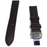 Crocodile Grain Watch Strap Brown Premier Padded with Stainless Steel Deployment Clasp