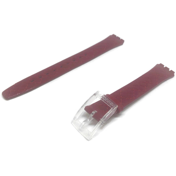 Authentic Swatch Watch Strap Leather Criss Cross 14mm for Swatch Strawberry Jam