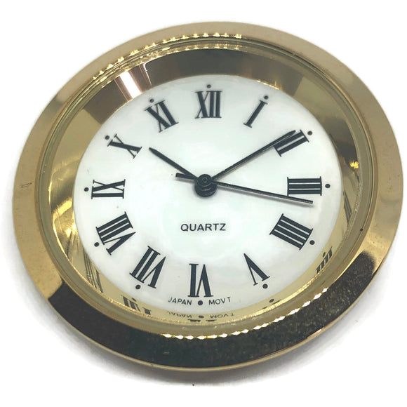 Clock Movement Quartz Mini Insertion Head Ø35mm Gold with Roman Numerals