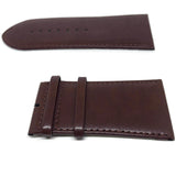 Extra Wide Watch Strap Smooth Calf Leather Brown with Chrome and gold Buckles