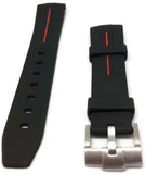 Black Rubber Watch Strap for Oyster Submariner Curved End with Red Line 20mm