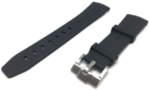 Black Rubber Watch Strap for Oyster Submariner Curved End with Black Line 20mm