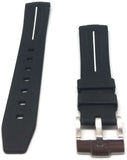 Black Rubber Watch Strap for Oyster Submariner Curved End with White Line 20mm