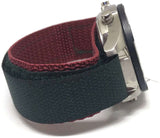 Velcro Watch Strap Green & Burgundy 20mm Nylon Sports