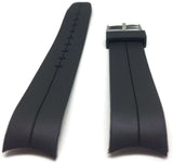 Black Rubber Watch Strap with Curved End and Stainless Steel Buckle 20mm and 22mnm