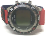 Hook and Loop Wraparound Watch Strap Red & Navy Nylon with Fabric Sports Badge 14mm and 20mm