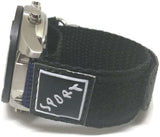 Velcro Watch Strap Blue with Stainless Steel Ring and Sport Badge 14mm to 20mm