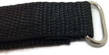 Velcro Watch Strap Black with Stainless Steel Ring and Sport Badge 14mm to 20mm
