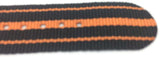 NATO Zulu G10 Style Watch Strap Nylon 3 Stripe Black and Orange 18mm to 24mm