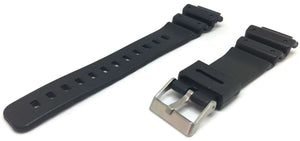 Casio Generic Watch Strap Black 16mm (25mm) with Stainless Steel Buckle