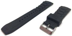 Authnetic Ice Watch Strap Black with Stainless Steel Buckle Sizes 17mm, 20, and 22mm