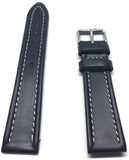 Calf Leather Luxury Watch Strap Royal Blue with White Stitching 12mm to 20mm