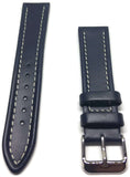 Calf Leather Luxury Watch Strap Royal Blue with White Stitching 12mm to 20mm