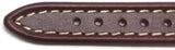 Calf Leather Watch Strap Burgundy with White Stitching 12mm to 20mm