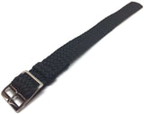 Perlon Watch Strap Black 20mm with Polished Stainless Steel Buckle