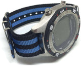 NATO Zulu G10 Style Watch Strap Blue and Black Nylon 2 Stripe