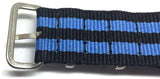 NATO Zulu G10 Style Watch Strap Blue and Black Nylon 2 Stripe