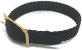 Nylon Watch Strap Plaited Black with Gold Plated Buckle Size 8mm to 20mm