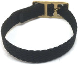 Nylon Watch Strap Plaited Black with Gold Plated Buckle Size 8mm to 20mm