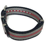 N.A.T.O Zulu G10 Style Watch Strap Black/Grey/Red High Quality Seat Belt Fabric Stainless Steel Luxury Buckle