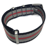 N.A.T.O Zulu G10 Style Watch Strap Black/Grey/Red High Quality Seat Belt Fabric Stainless Steel Luxury Buckle