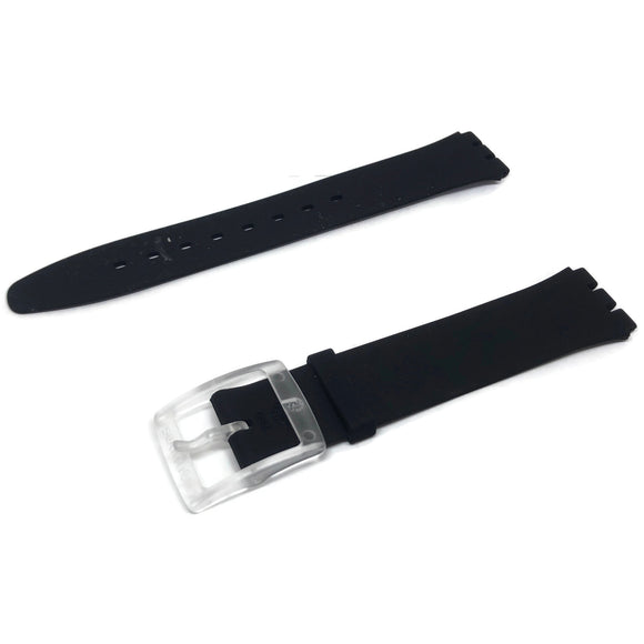 Authentic Swatch Watch Strap Black Classiness Skin 16mm