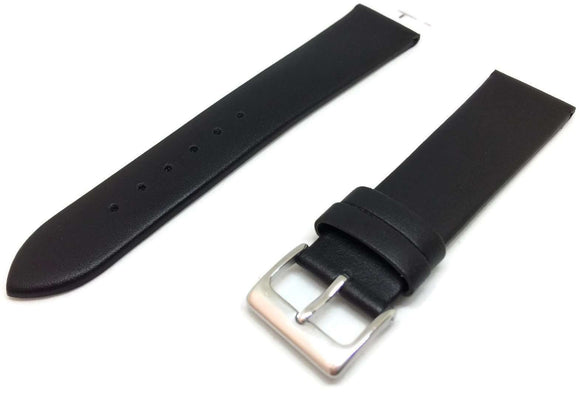 Calf Leather Watch Strap Black Stainless Steel Buckle Size 6mm to 30mm