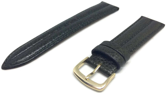Dark Green Double Ridged Padded Vegetable Leather Watch Strap Size 16mm to 20mm