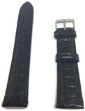 Genuine Crocodile Watch Strap Black Padded High Sheen with Stainless Steel Buckle Size 12mm to 20mm