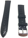 Genuine Crocodile Watch Strap Black Padded High Sheen with Stainless Steel Buckle Size 12mm to 20mm