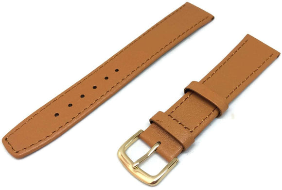 Pig Skin Watch Strap Extra Long with Gold Plated Buckle Size 8mm to 20mm