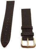 Lizard Grain Watch Strap Brown with Gold Plated Buckle Size 12mm to 26mm