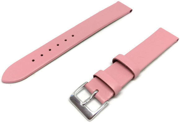 Calf Leather Watch Strap Pink Extra Long Chrome Buckle 12mm to 30mm