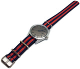NATO Zulu G10 Style Watch Strap Dark Blue and Red 18mm to 22mm Stainless Steel Buckle