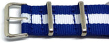 NATO Zulu G10 Watch Strap Blue and White Scotland, Israel, Greece, Flag Stainless Steel Buckle