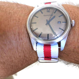 NATO Zulu G10  Watch Strap Red and White England Flag Stainless Steel Buckle