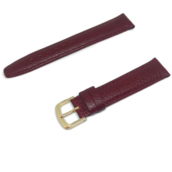 Vegetable Leather Watch Strap Burgundy With Luxury Gold Plated Buckle